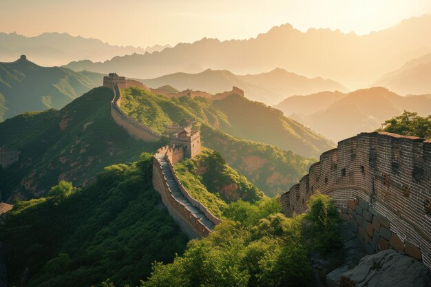 Majestic Sunrise Over Great Wall of China