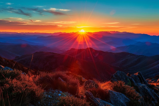 Foto maestosa alba sopra la catena montuosa