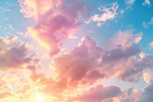 Majestic sunrise and sunset sky with colorful clouds panoramic view