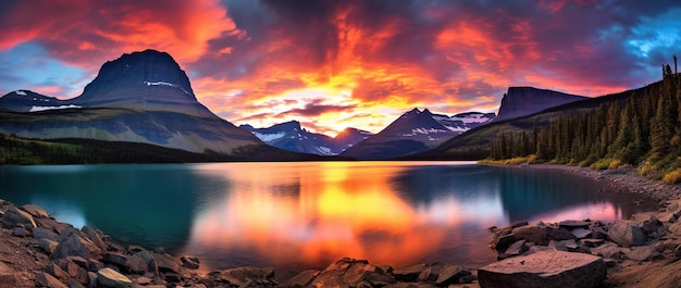 Foto maestoso tramonto nel glacier national park montana usa