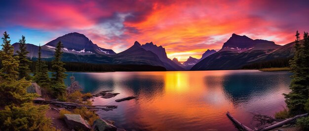 Majestic sunset in Glacier National Park Montana USA