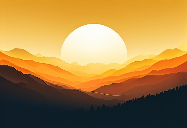 Photo majestic sunset over layered mountain landscape