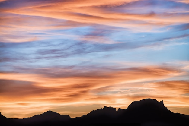 Majestic sunset in the mountains landscape