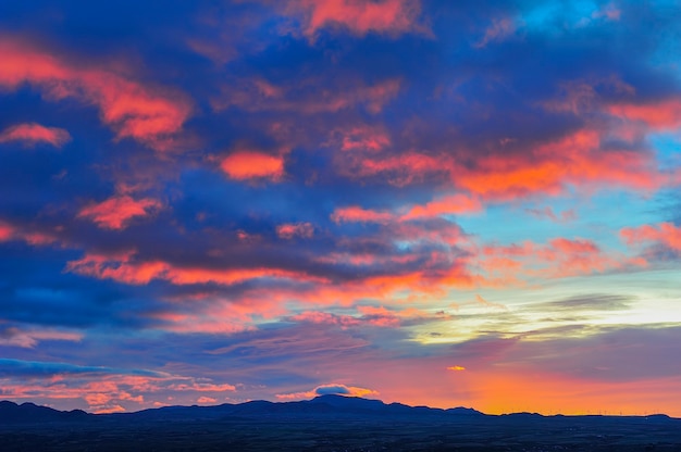 Majestic sunset in the mountains landscape