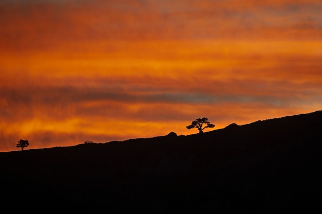 Majestic sunset in the mountains landscape