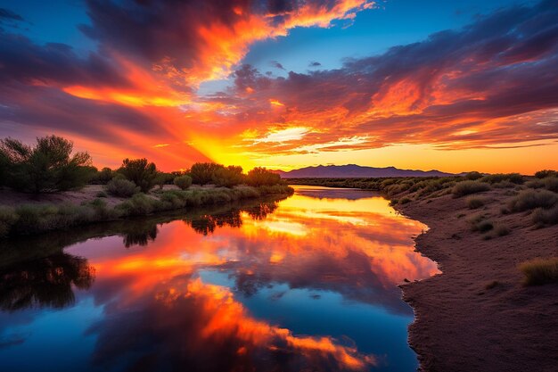 Photo majestic sunset with vibrant colors in the sky