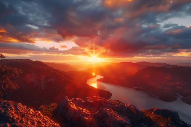 Фото Величественные заходы солнца над спокойными пейзажами