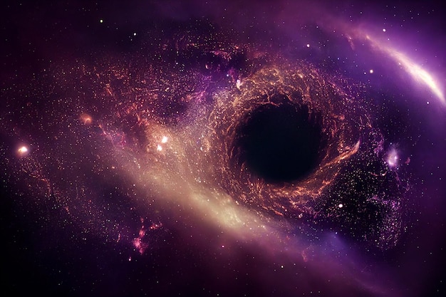 Majestic Super Massive Black Hole in The Center of Galaxy 3D Abstract Background