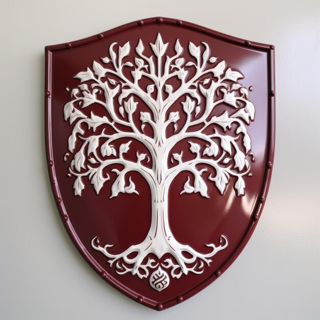 The Majestic Symmetry An UltraRealistic Family Crest Featuring a Small Crimson Shield and Full Rou