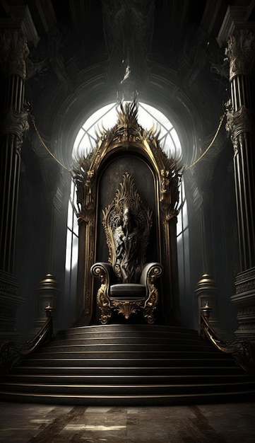 Majestic throne of king in the castle of darkness generative AI