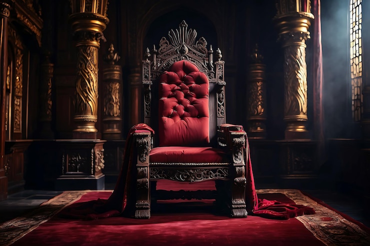 Photo majestic throne room king throne illustration golden filigree throne room in a medieval