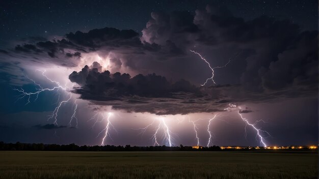 Majestic thunderstorm with intense lightning