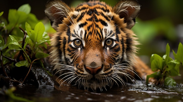 写真 魅惑的な熱帯雨林の雄大なタイガー