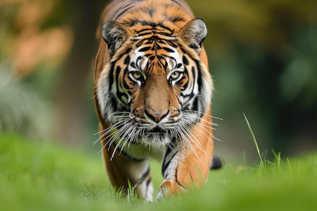 Majestic Tiger Prowling Through The Grass