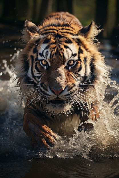 Величественный тигр в реке