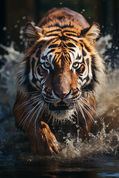 Majestic tiger in river