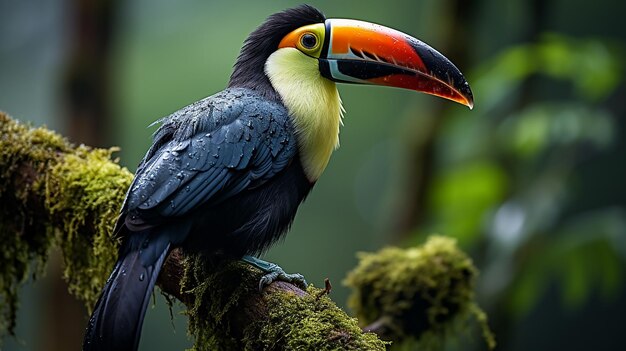 Photo majestic toucan on tree branch