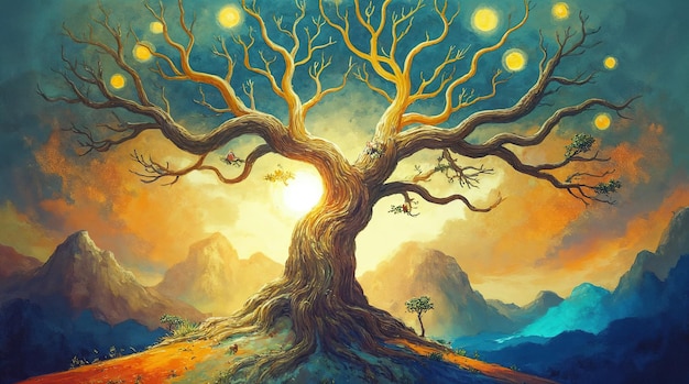 majestic tree in a fantasy landscape