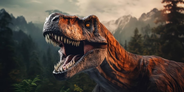 自然の生息地に生息する雄大な TRex 恐竜