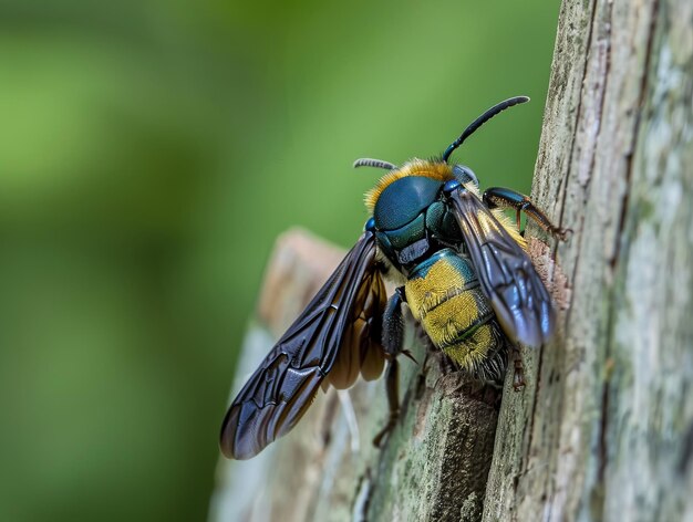 Photo the majestic tropical carpenter bee xylocopa latipes in malaysia