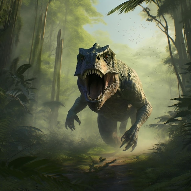 Majestic Tyrannosaurus Rex Roaming the Jungle AI