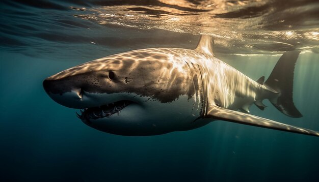 Photo majestic underwater adventure giant reptile swims in tropical saltwater reef generated by artificial intelligence