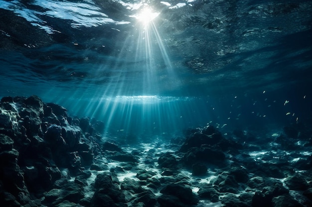 Foto maestoso mondo sottomarino vista sommersa di un iceberg in acque cristalline generata dall'intelligenza artificiale