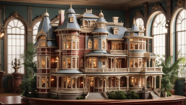 A majestic Victorian Style dollhouse with intrinsic