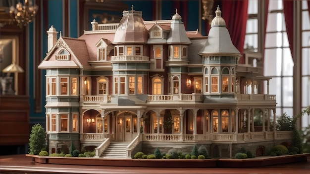 A majestic Victorian Style dollhouse with intrinsic