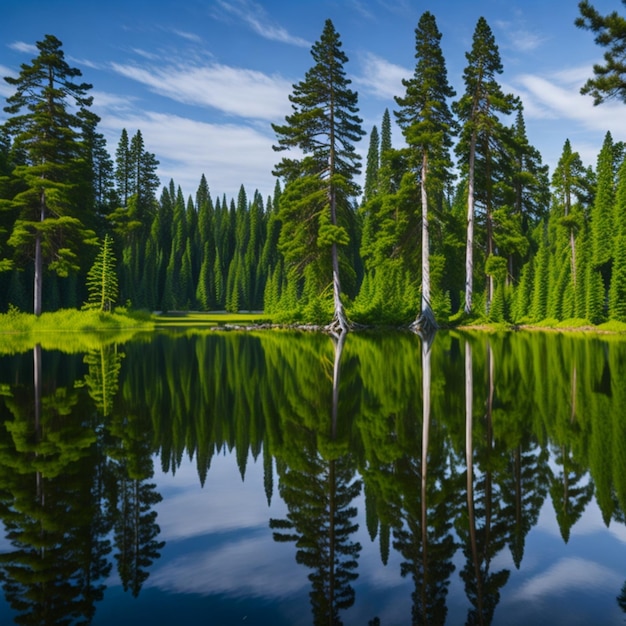 Photo majestic view of a lake generative ai