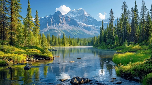 Foto vista maestosa delle montagne rocciose dal parco nazionale di banff in canada