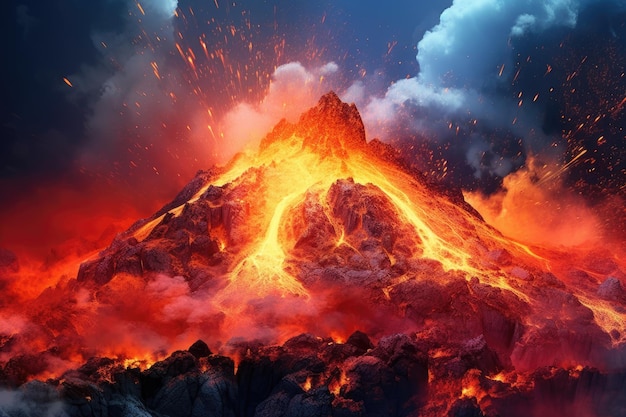 Photo majestic volcanic eruption breathtaking panorama of a volcanic eruption