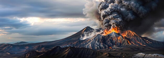 壮大な火山の噴火