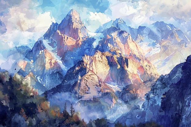 Majestic watercolor paintings of mountain vistas o