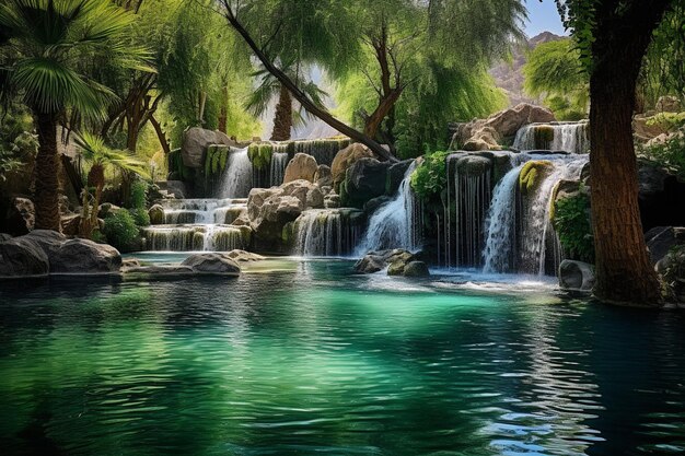 Photo majestic waterfall cascading into a pool