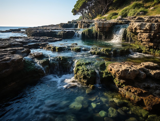 Majestic Waterfall Cascading in Radiant Splendor