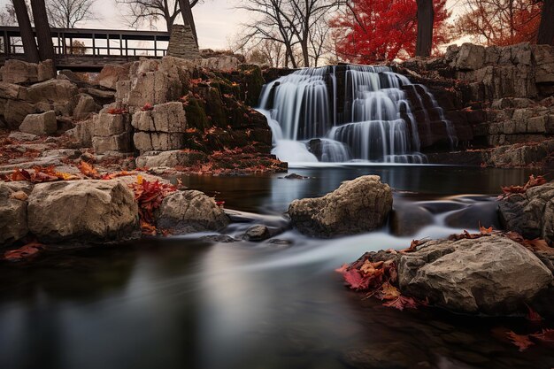 Majestic Waterfall in Fall Colors