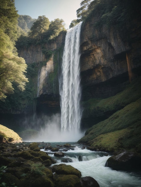 Majestic Waterfall Scenery Landscape Photography