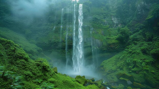 Majestic Waterfall Surrounded by Body of Water