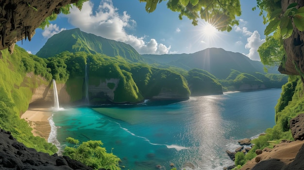 Majestic Waterfall in Tropical Jungle on Earth Day