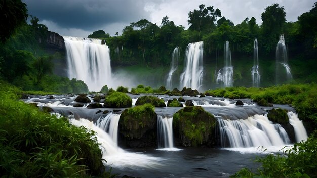 Majestic Waterfalls Thundering Cascades Amidst Lush Greenery