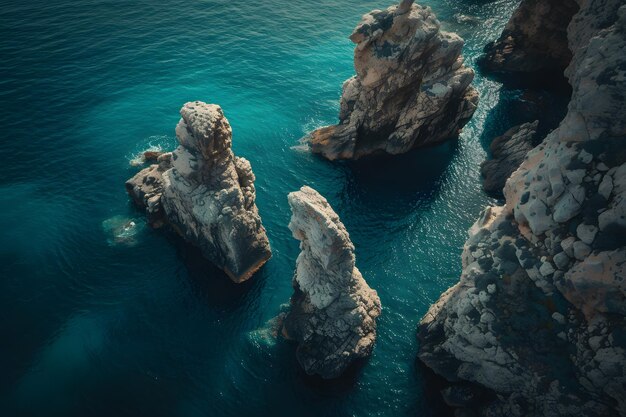 Photo majestic waters surrounded by impressive rocks