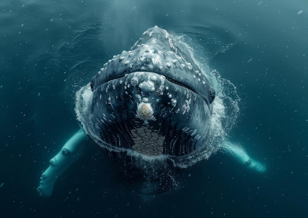 Majestic Whale Swimming in the Water