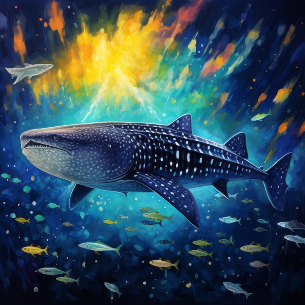 Photo majestic whaleshark a kaleidoscope of color in the vast sea