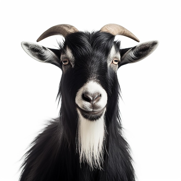 Majestic Whispers HyperRealistic Photography of a Goat on White Background