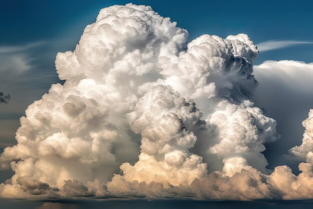 広大な青い海の上に浮かぶ雄大な白い雲 ジェネレーティブ AI