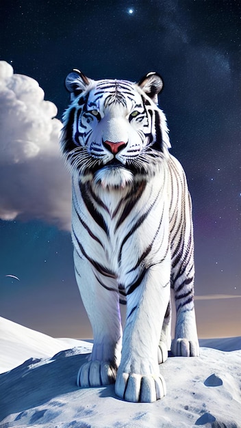A majestic white tiger