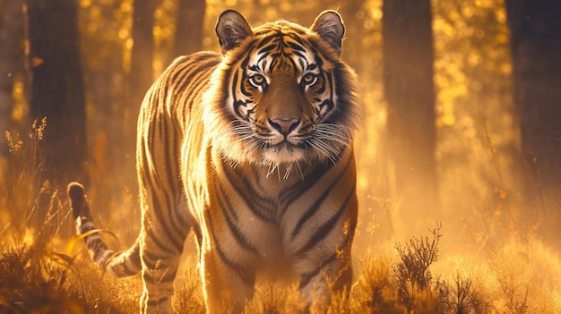 Majestic wild tiger lush jungle DSLR camera telephoto lens golden hour wildlife photography