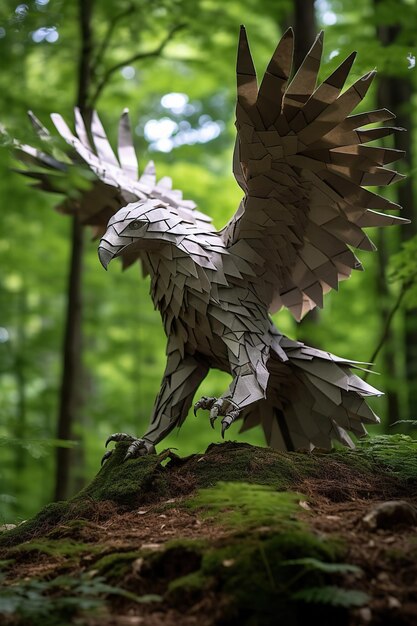 Majestic Wings A Wooden Eagle in Flight