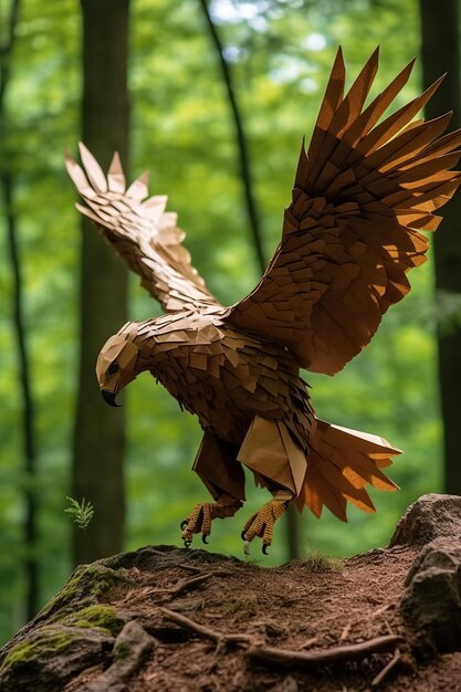 Majestic Wings A Wooden Eagle in Flight